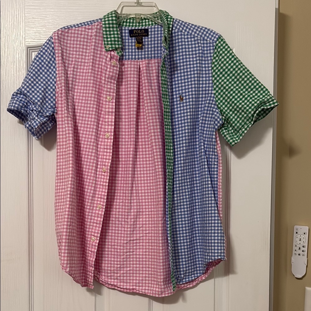 Polo by Ralph Lauren Pink and Blue Casual Button Down Shirt